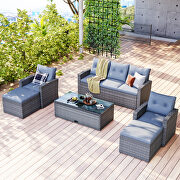 L201 (Gray) 6-piece all-weather wicker pe rattan patio outdoor dining conversation sectional se