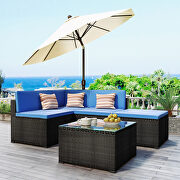 L205 (Blue) 5-piece patio rattan pe wicker furniture corner sofa set