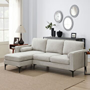 GS034 (Beige) Beige chenille fabric convertible sectional sofa with reversible chaise