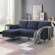 GS034 (Blue) Blue/ gray chenille fabric convertible sectional sofa with reversible chaise