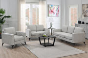 Beige chenille upholstery 3-piece sofa sets with sturdy metal legs including 3-seat sofa, loveseat and single chair main photo