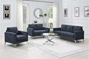 GS334 (Blue) Blue/ gray chenille upholstery 3-piece sofa sets with sturdy metal legs including 3-seat sofa, loveseat and single chair