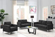 Dark gray chenille upholstery 3-piece sofa sets with sturdy metal legs including 3-seat sofa, loveseat and single chair main photo