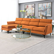 GS033 (Orange) Orange flannel convertible sectional l-shape sofa with left/right handed chaise