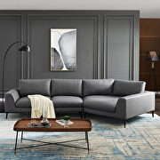 Gray leathaire fabric modern english arm corner sofa with metal legs main photo