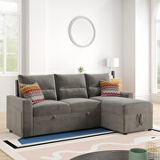 Reversible pull out sleeper sectional storage sofa bed