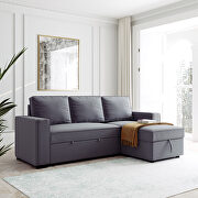 Gray reversible pull out sleeper sectional storage sofa bed main photo