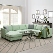 Green fabric 7-seats l-shape modular sectional sofa with ottoman main photo