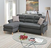 DD449 (Gray) Gray red color polyfiber reversible sectional sofa