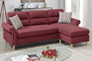 Cindy (Red) Paprika red color polyfiber reversible sectional sofa