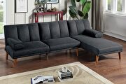 F851 (Black) Black polyfiber sectional sofa set with adjustable chaise