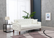 LY204 (Ivory) Ivory pu leather tufted buttons sofa