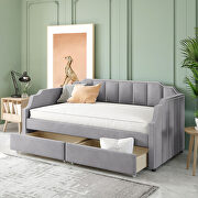 Twin size upholstered daybed with drawers in gray main photo