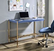 SK540 (Navy Blue) Navy blue top ang gold finish metal legs writing desk with usb port