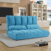 W317 (Blue) Blue double chaise lounge sofa floor couch and sofa with two pillows
