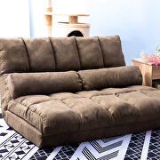 Brown double chaise lounge sofa floor couch and sofa with two pillows main photo