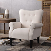 W771 (Cream) Cream linen modern wing back accent chair