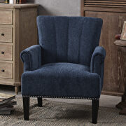 Accent rivet tufted polyester armchair, navy blue