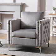 Modern button tufted gray velvet accent armchair main photo