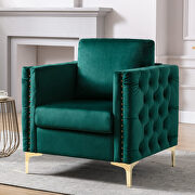 Modern button tufted green velvet accent armchair main photo