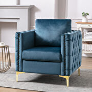 Modern button tufted teal velvet accent armchair
