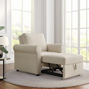 Beige linen 3-in-1 sofa bed chair, convertible sleeper chair bed