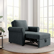 Deep blue linen 3-in-1 sofa bed chair, convertible sleeper chair bed