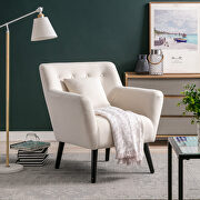 Beige upholstery accenting chair with pillow