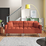 Orange linen upholstered modern convertible folding futon sofa bed