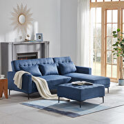 L-shape upholstered sofa bed with modern elegant blue microsuede fabric