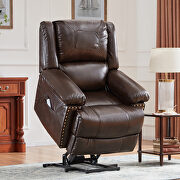 Brown pu power lift recliner chair with adjustable massage function main photo