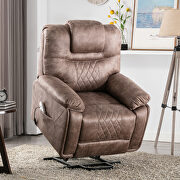 Brown pu upholstery power lift recliner chair with massage function main photo