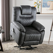 Gray pu power lift recliner chair with massage function main photo