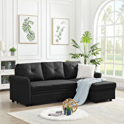 Dark gray linen reversible l-shape sectional sofa with storage main photo
