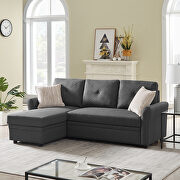 Gray linen convertible sectional l-shape corner couch sofa-bed with storage