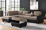 Brown velvet convertible sectional sofa with reversible chaise main photo