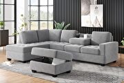 Gray velvet convertible sectional sofa with reversible chaise main photo