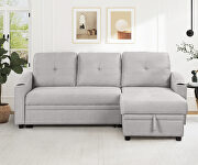 SG005 (Gray) Gray linen fabric modern padded sofa bed with storage chaise