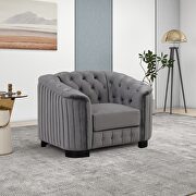 Gray velvet upholstery mid-century modern chair main photo