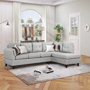 HM005 (Gray) Gray linen fabric l-shape sectional sofa with lounge chaise