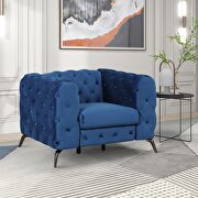 Blue velvet upholstery button tufted chair main photo