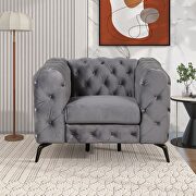 Gray velvet upholstery button tufted chair main photo