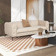 Beige velvet upholstery button tufted modern sofa main photo