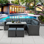 6-piece patio furniture set outdoor sectional sofa with glass table main photo