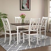 White/ cherry 5-piece dining table set home kitchen table and chairs wood dining set main photo