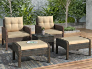 5-piece pe rattan wicker outdoor patio furniture set with glass table main photo