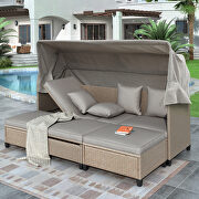 L151 (Brown) 4 piece uv-proof resin wicker patio sofa set with retractable canopy
