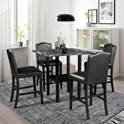 W122 (Black) 5 piece dining set with black table and matching chairs