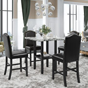 W122 II (Gray) 5 piece dining set with gray table and black matching chairs
