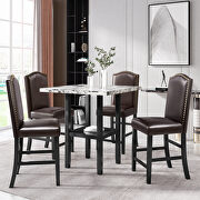 5 piece dining set with gray table and brown matching chairs main photo